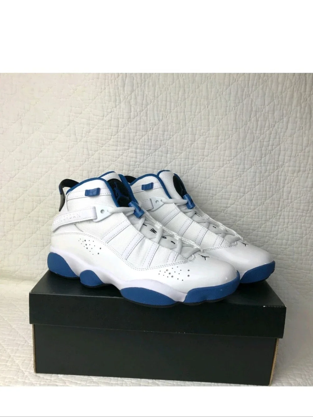 Size 12 - Air Jordan 6 Rings White Dark Marina Blue,Smooth Shoes